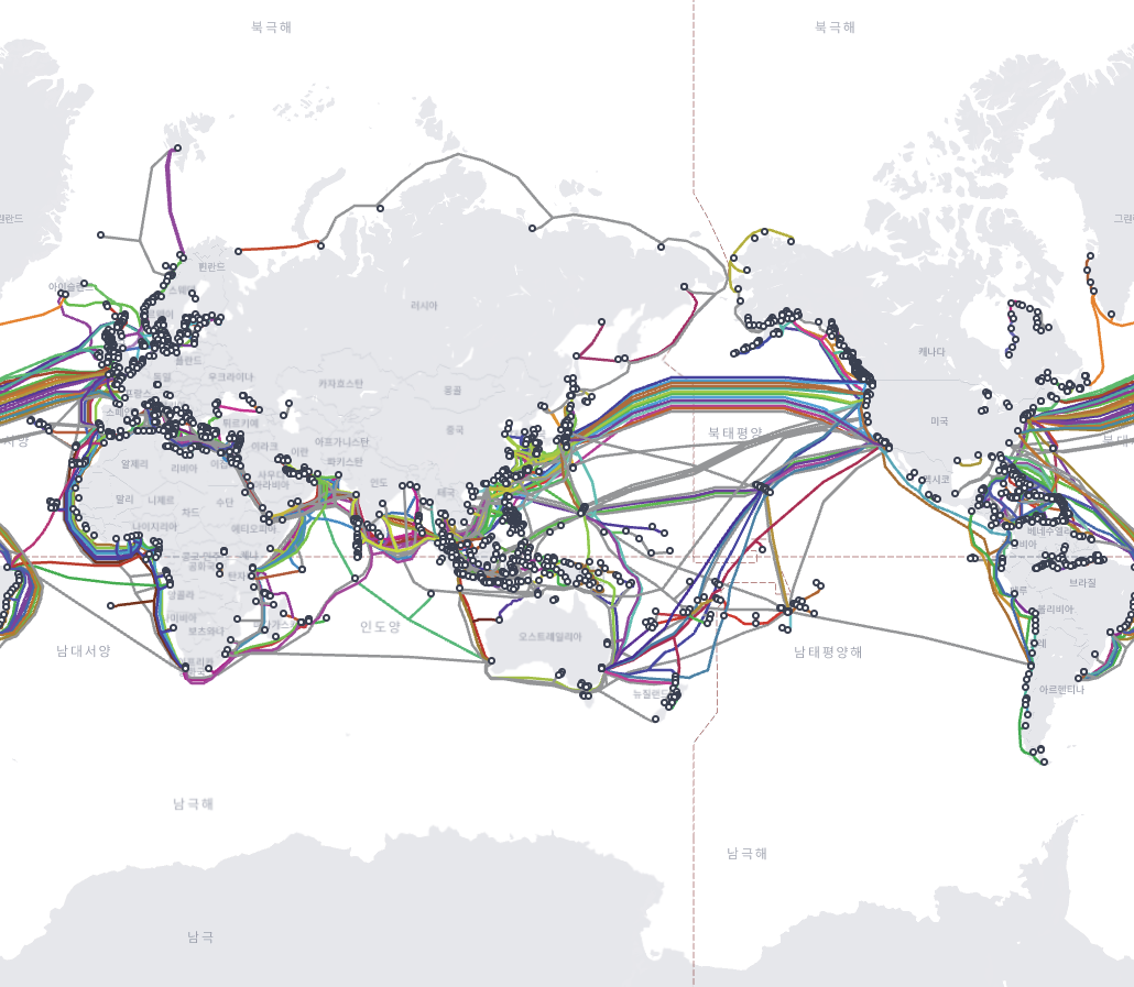 전세계 해저 케이블 지도